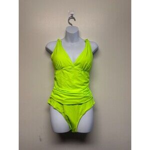 Women's XL One-Piece Neon Green Swimsuit UnBranded New w/ Tags ~ Nylon/Spandex